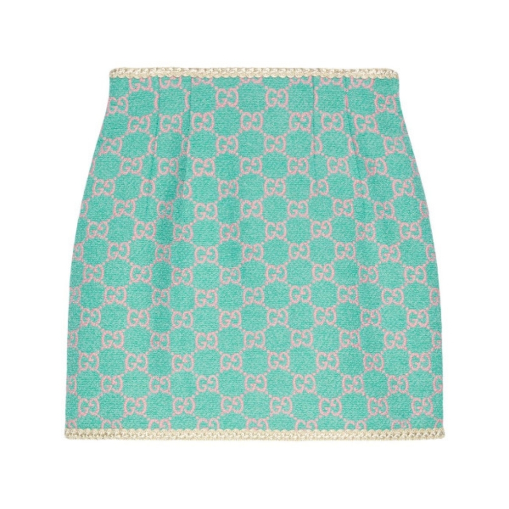 🆕 GUCCI Monogram Macro GG Tweed Miniskirt Size 2